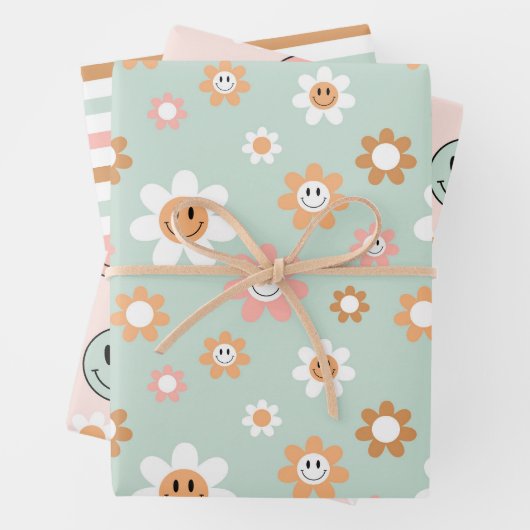 Kawaii Retro Groovy Geschenkpapier Set (Beispiel)