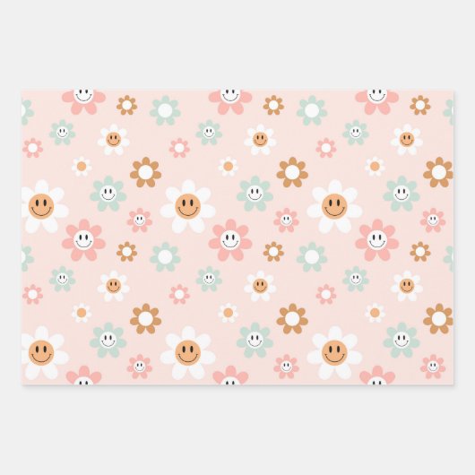 Kawaii Retro Happy Daisy Geschenkpapier Set (Vorderseite 2)
