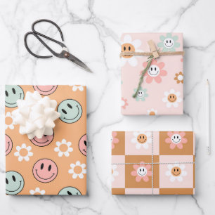 Kawaii Retro Happy Daisy Geschenkpapier Set