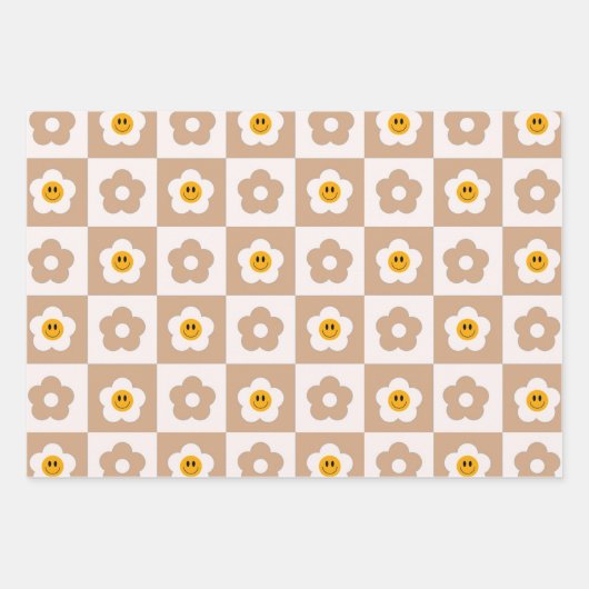 Kawaii Retro Pink Daisy Geschenkpapier Set (Vorderseite 2)