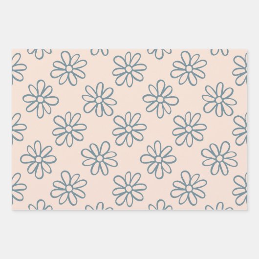 Kawaii Retro Pink Daisy Geschenkpapier Set (Vorderseite)