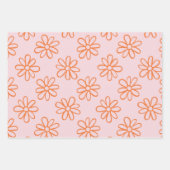 Kawaii Retro Pink Daisy Geschenkpapier Set (Vorderseite)