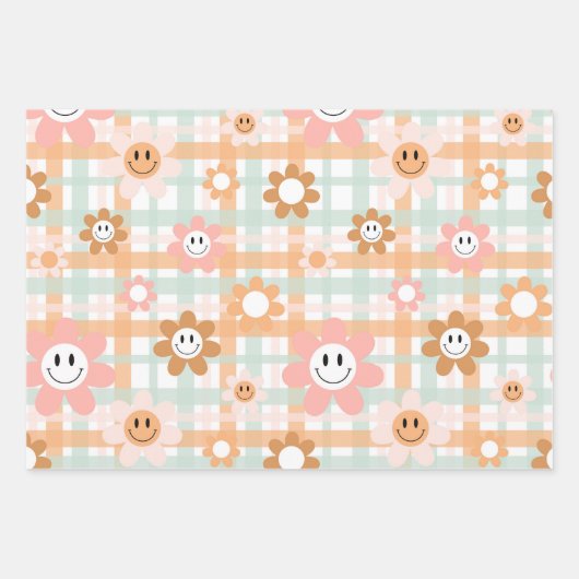 Kawaii Retro Smile Daisy Geschenkpapier Set (Vorderseite 2)