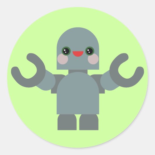 Kawaii Robot Runder Aufkleber (Vorderseite)