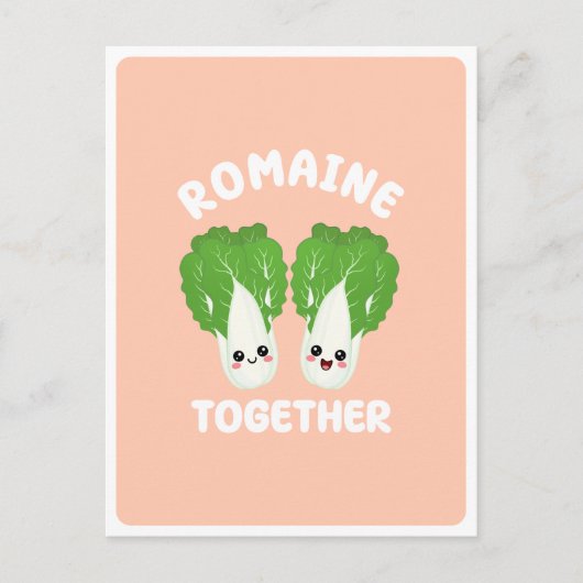 Kawaii Romaine Lettuce Couple Gemüse Puppe Postkarte (Vorderseite)