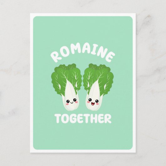 Kawaii Romaine Lettuce Couple Gemüse Puppe Postkarte (Vorderseite)