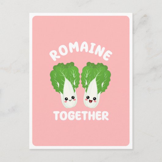 Kawaii Romaine Lettuce Couple Gemüse Puppe Postkarte (Vorderseite)
