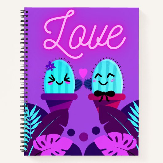 Kawaii Romantic Cactus Spiral Notebook Notizblock (Vorderseite)