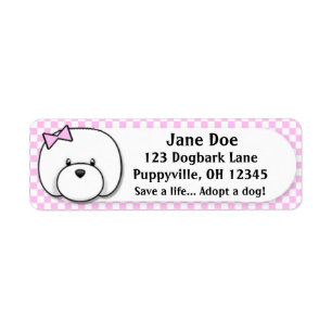 Kawaii rosa Gingham Bichon Frise