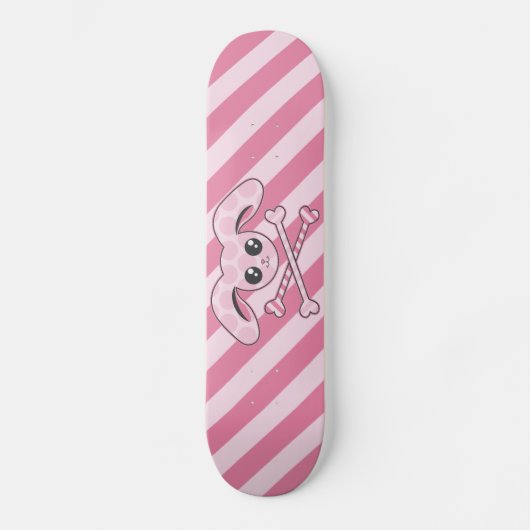 Kawaii rosa Häschen-Schädel Skateboard (Vorderseite)