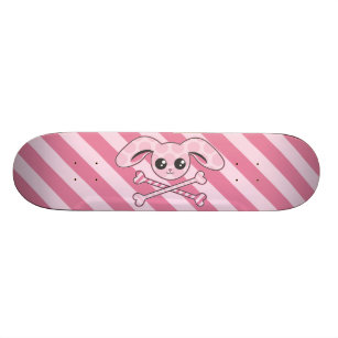 Kawaii rosa Häschen-Schädel Skateboard