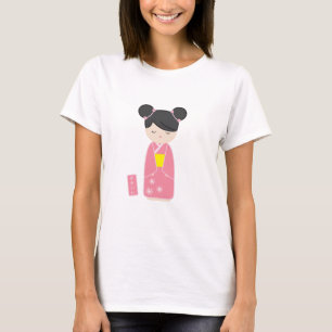 Kawaii rosa Kokeshi T-Shirt