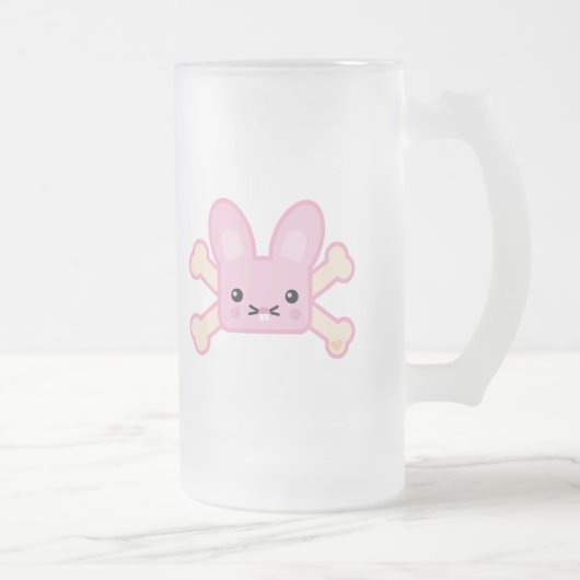 Kawaii-Rosa-Kreuzknochen Mattglas Bierglas (Rechts)