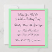Kawaii rosa Kuchen-Geburtstags-Party Einladungen (Rückseite)