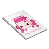 Kawaii rosa Milchkarton mit Erdbeeren Notizblock (Rechte Seite)