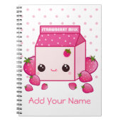 Kawaii rosa Milchkarton mit Erdbeeren Notizblock (Vorderseite)