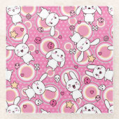 kawaii rosa Muster Glasuntersetzer (Vorderseite)