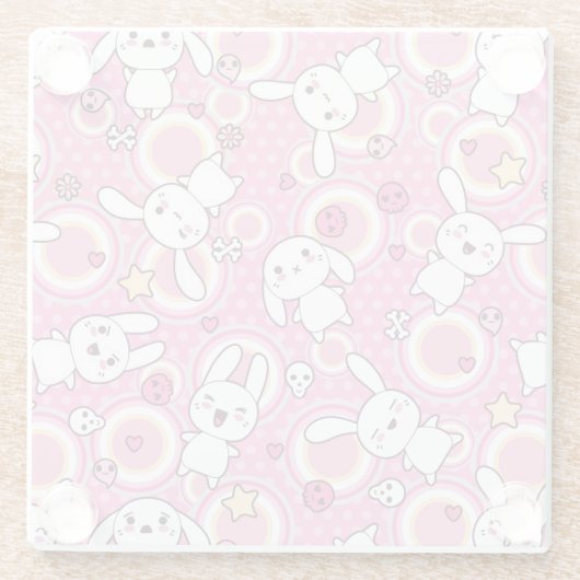 kawaii rosa Muster Glasuntersetzer (Rückseite)