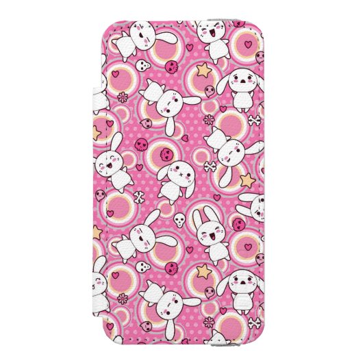 kawaii rosa Muster Incipio iPhone Geldbeutel-Hülle (Folio Vorderseite)