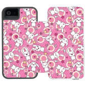 kawaii rosa Muster Incipio iPhone Geldbeutel-Hülle (Folio Geöffnet)