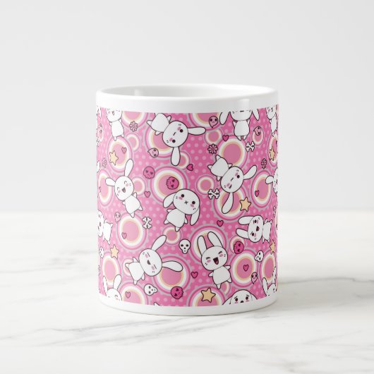 kawaii-rosa Muster Jumbo-Tasse (Vorderseite)