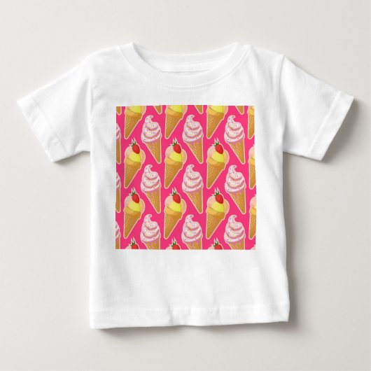 Kawaii-rosa Muster mit Erdbeereis Baby T-shirt (Vorderseite)