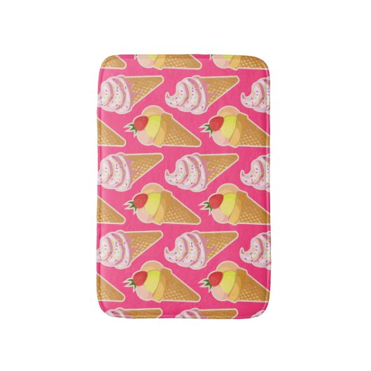 Kawaii-rosa Muster mit Erdbeereis Badematte (Vorderseite Vertikal)