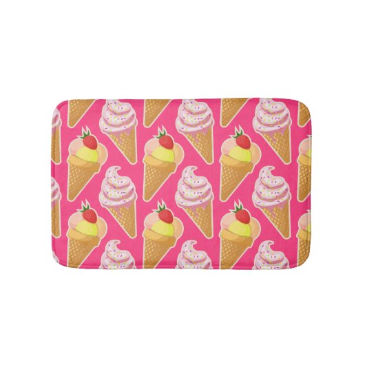 Kawaii-rosa Muster mit Erdbeereis Badematte (Vorderseite)