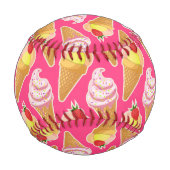 Kawaii-rosa Muster mit Erdbeereis Baseball (Vorderseite)