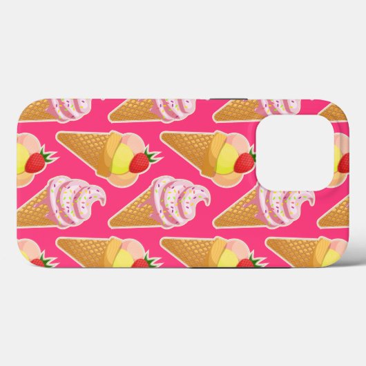 Kawaii-rosa Muster mit Erdbeereis Case-Mate iPhone Hülle (Rückseite (Horizontal))
