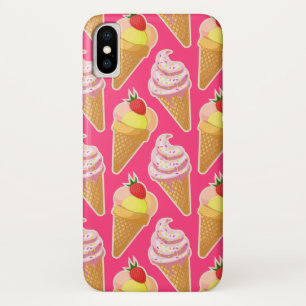 Kawaii-rosa Muster mit Erdbeereis Case-Mate iPhone Hülle
