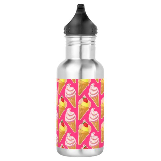Kawaii-rosa Muster mit Erdbeereis Edelstahlflasche (Rechts)