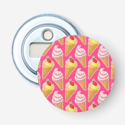 Kawaii-rosa Muster mit Erdbeereis Flaschenöffner (Vorderseite)