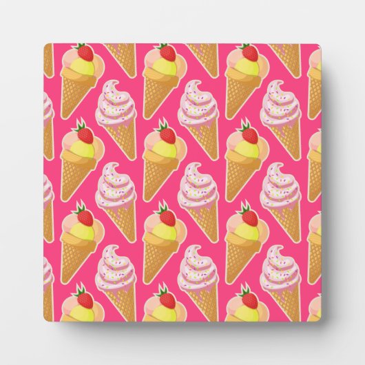 Kawaii-rosa Muster mit Erdbeereis Fotoplatte (Vorderseite)