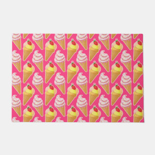 Kawaii-rosa Muster mit Erdbeereis Fußmatte