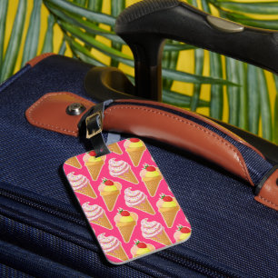 Kawaii-rosa Muster mit Erdbeereis Gepäckanhänger
