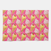 Kawaii-rosa Muster mit Erdbeereis Geschirrtuch (Horizontal)