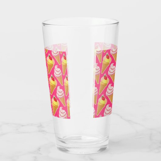 Kawaii-rosa Muster mit Erdbeereis Glas (Rechts)
