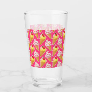 Kawaii-rosa Muster mit Erdbeereis Glas