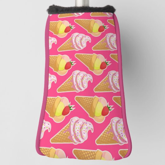Kawaii-rosa Muster mit Erdbeereis Golf Headcover (Rotieren 90)