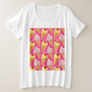 Kawaii-rosa Muster mit Erdbeereis Große Größe T-Shirt
