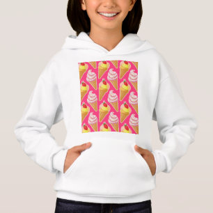 Kawaii-rosa Muster mit Erdbeereis Hoodie