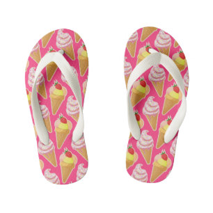 Kawaii-rosa Muster mit Erdbeereis Kinderbadesandalen