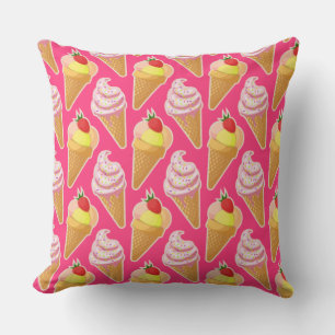 Kawaii-rosa Muster mit Erdbeereis Kissen