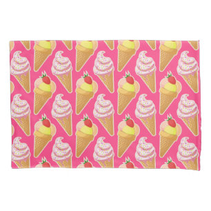Kawaii-rosa Muster mit Erdbeereis Kissenbezug