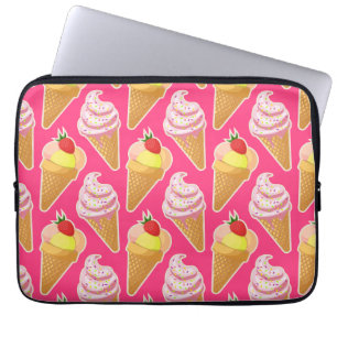 Kawaii-rosa Muster mit Erdbeereis Laptopschutzhülle