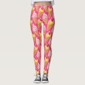 Kawaii-rosa Muster mit Erdbeereis Leggings (Vorderseite)