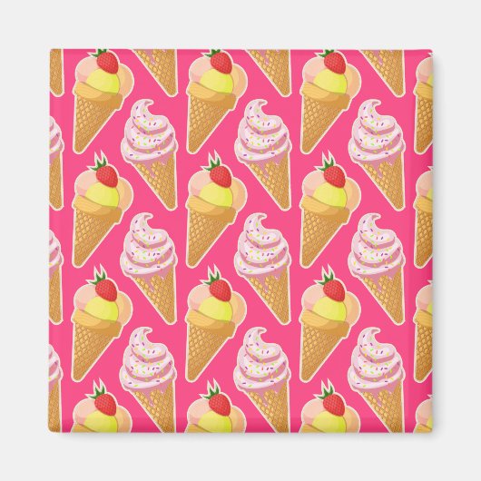 Kawaii-rosa Muster mit Erdbeereis Magnet (Vorne)