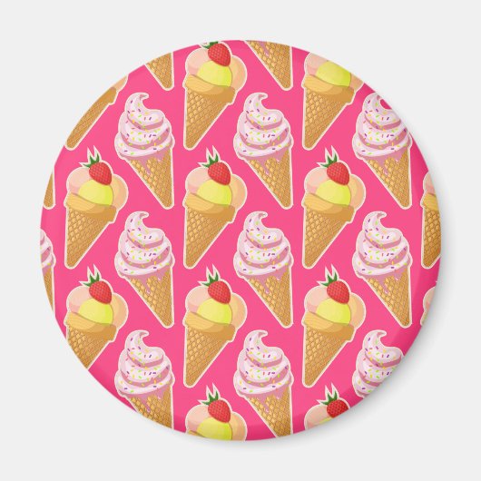 Kawaii-rosa Muster mit Erdbeereis Magnet (Vorne)