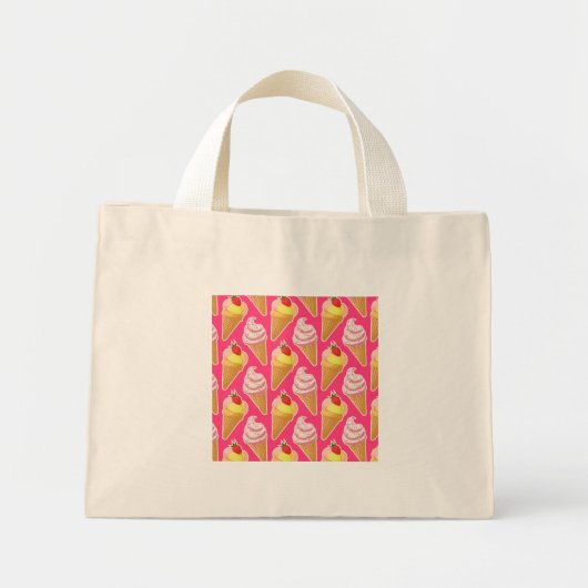 Kawaii-rosa Muster mit Erdbeereis Mini Stoffbeutel (Vorne)
